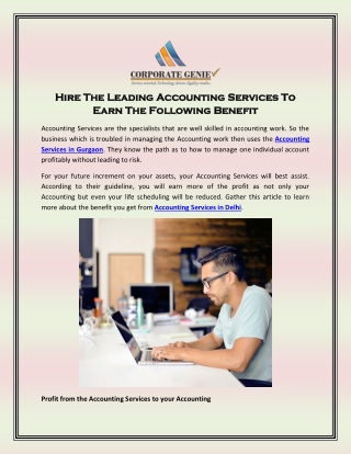 Hire The Leading Accounting Services To Earn The Following Benefit