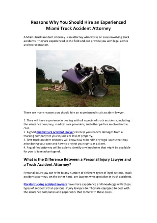 Reasons Why You Should Hire an Experienced Miami Truck Accident Attorney