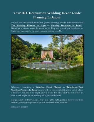 Your DIY Destination Wedding Decor Guide Planning In Jaipur