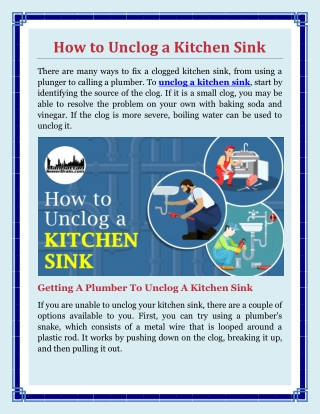 How to Unclog a Kitchen Sink