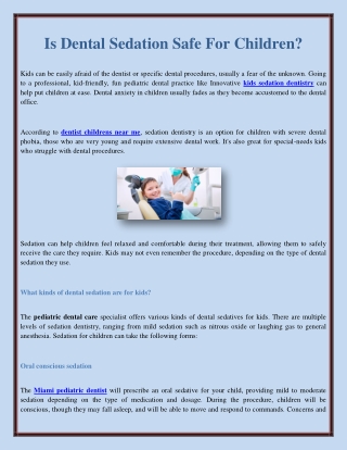 Is Dental Sedation Safe For Children?