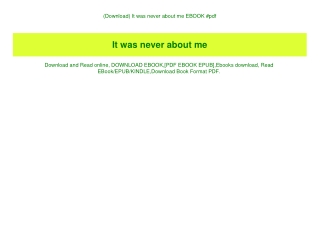 (Download) It was never about me EBOOK #pdf