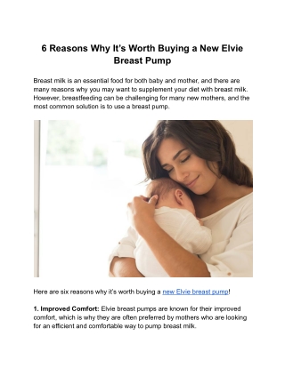 6 Reasons Why It’s Worth Buying a New Elvie Breast Pump