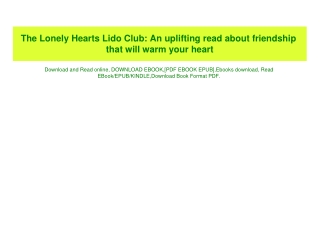 (READ)^ The Lonely Hearts Lido Club An uplifting read about friendship that will warm your heart ebo
