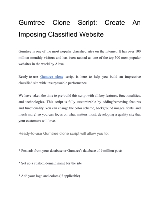 Gumtree Clone Script_ Create An Imposing Classified Website