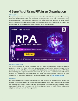 4 Benefits of Using RPA in an Organization