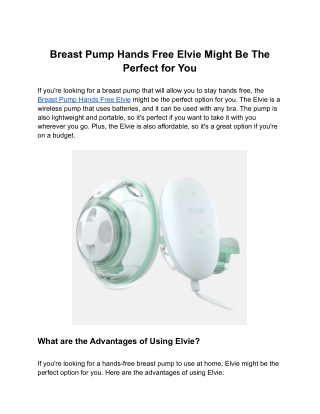 Breast Pump Hands Free Elvie Might Be The Perfect for You