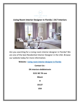 Living Room Interior Designer in Florida | DLT Interiors