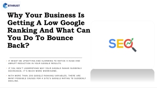 Why Your Business Is Getting A Low Google Ranking And What Can You Do To Bounce