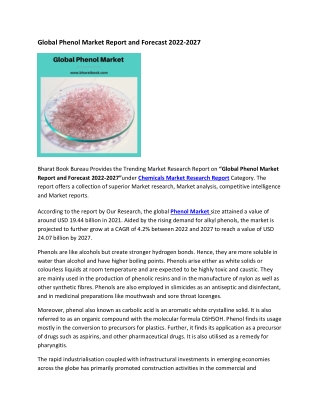 Global Phenol Market Report and Forecast 2022-2027