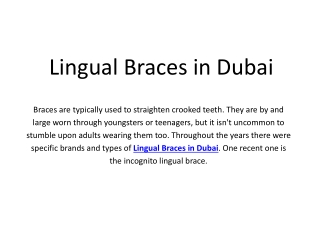 Lingual Braces Dubai
