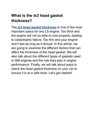 What is the ls3 head gasket thickness