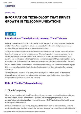 Information Technology that drives growth in Telecommunications