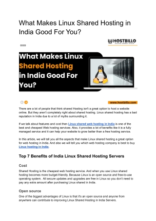 What Makes Linux Shared Hosting in India Good For You?
