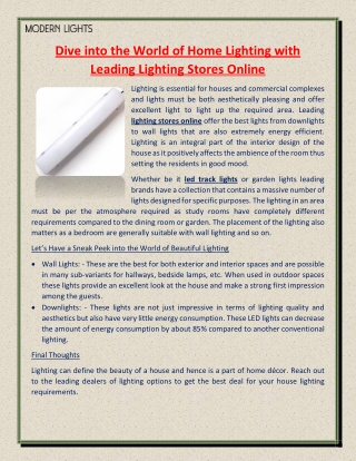 Dive into the World of Home Lighting with Leading Lighting Stores Online