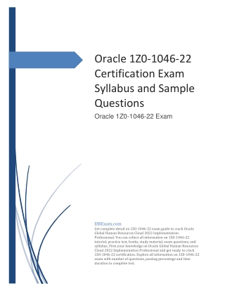 Oracle 1Z0-1046-22 Certification Exam Syllabus and Sample Questions