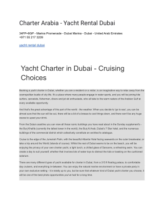 Charter Arabia - Yacht Rental Dubai