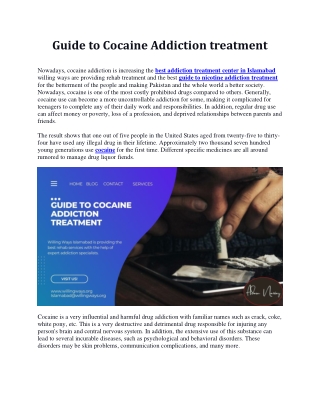 Guide to Cocaine Addiction treatment | Willing Ways Islamabad