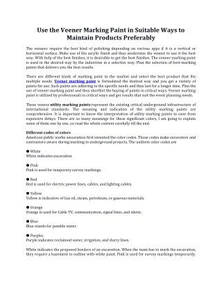 Use the Veener Marking Paint in Suitable Ways to Maintain Products Preferably