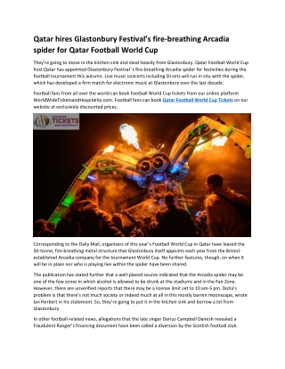Qatar hires Glastonbury Festival’s fire-breathing Arcadia spider for Qatar Football World Cup