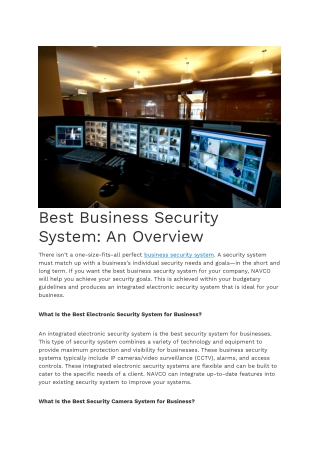 Best Business Security System