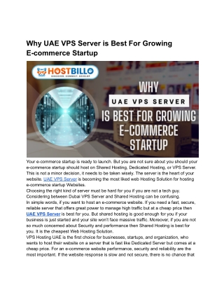 Why UAE VPS Server is Best For Growing E-commerce Startup