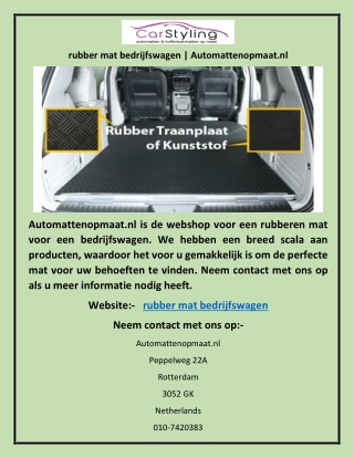 rubber mat bedrijfswagen | Automattenopmaat.nl