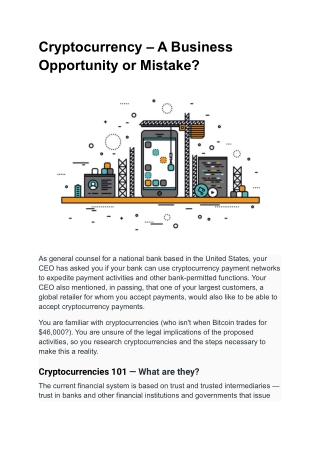 Cryptocurrency – A Business Opportunity or Mistake