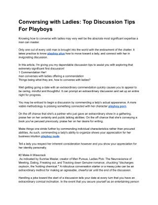 Conversing with Ladies_ Top Discussion Tips For Playboys