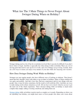 What Are The 3 Main Things to Never Forget About Swinger Dating When on Holiday