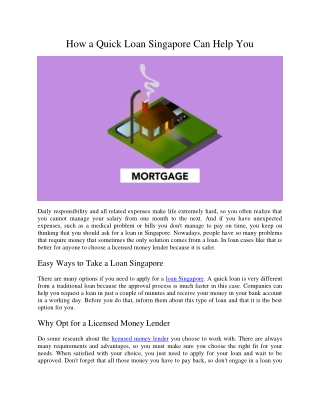 How a Quick Loan Singapore Can Help You