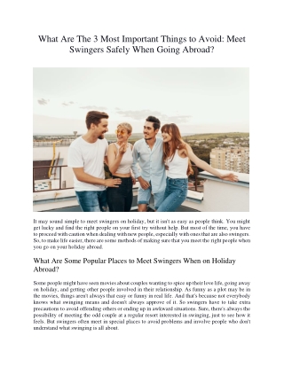 What Are The 3 Most Important Things to Avoid Meet Swingers Safely When Going Abroad