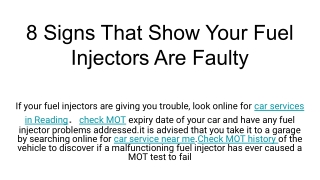 8 Signs That Show Your Fuel Injectors Are Faulty