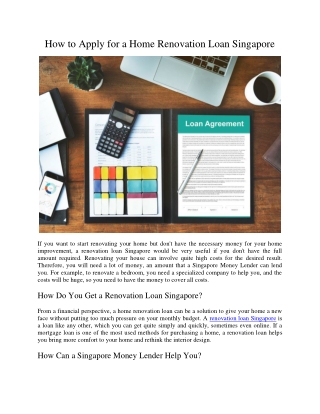 How to Apply for a Home Renovation Loan Singapore
