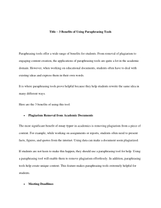 3 Benefits of Using Paraphrasing Tools