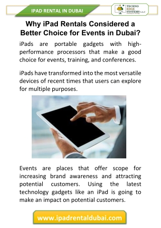 Why iPad Rentals Considered a Better Choice for Events in Dubai?
