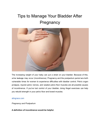 Tips to Manage Your Bladder After Pregnancy