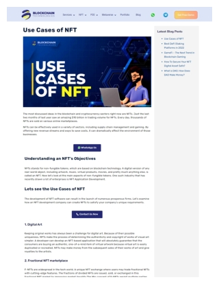Use Cases of NFT - Blockchain Technologies