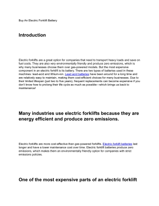 Buy An Electric Forklift Battery