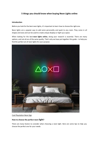 5 things you should know when buying Neon Lights online