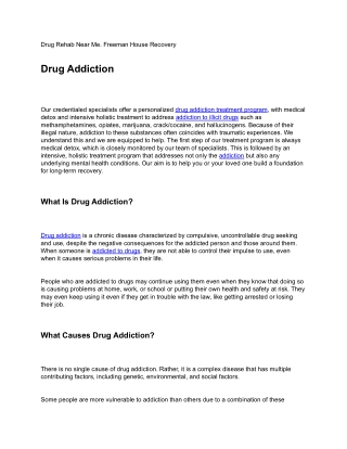 Drug Rehab Near Me. Freeman House Recovery