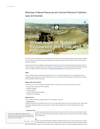 What type of Natural Resources are Coal and Petroleum?