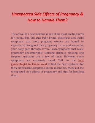 Unexpected Side Effects of Pregnancy & How to Handle Them