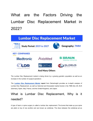 Lumbar Disc Replacement Devices Market Inisghts _ Market Forecast