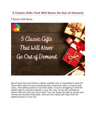 5 Classic Gifts That Will Never Go Out of Demand