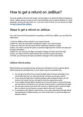 How to get a refund on JetBlue