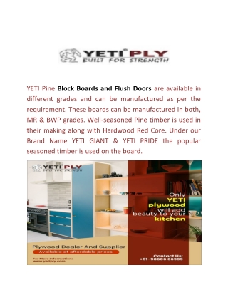 Flush Doors and Block Boards Manufacturers in India |yetiply