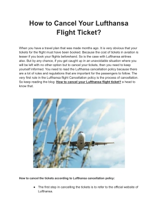 How to Cancel Your Lufthansa Flight Ticket?