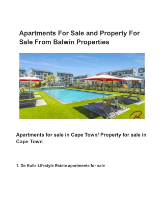 Apartments For Sale and Property For Sale From Balwin Properties