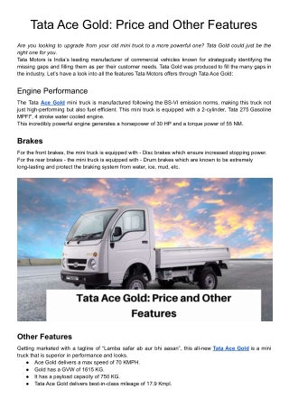 Tata Ace Gold_ Price and Other Features